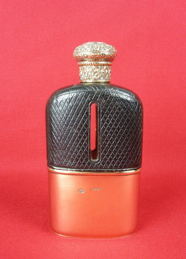 silver gilt hip flask